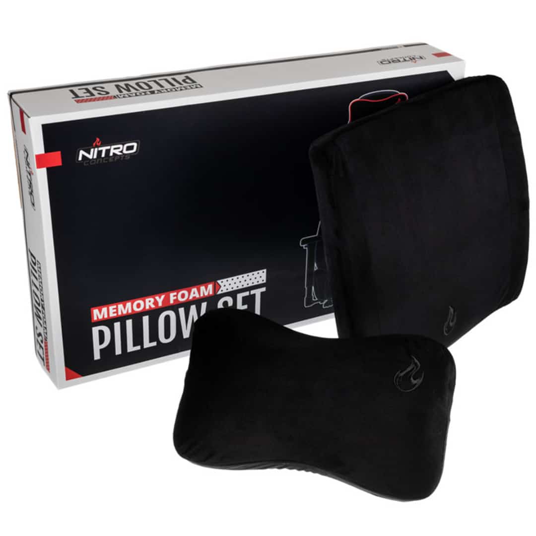 Photos - Game Controller Nitro Concepts Memory Foam Pillow Set - Black NC-PST-MF-001 