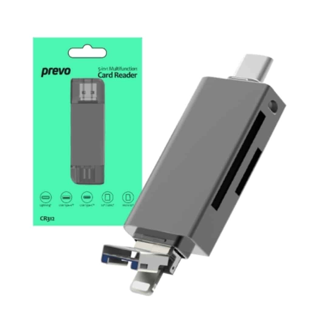 Photos - Memory Card Prevo CR312 USB 2.0 USB Type-C and Lightning Connection Card Reader - Blac